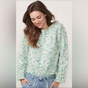 LC Lauren Conrad Sweater Full sleeves green white size small.